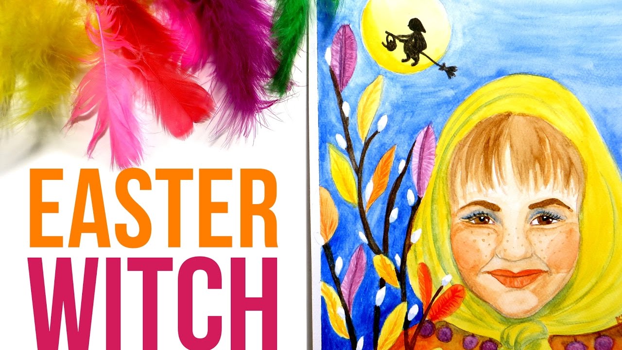 Easter Witch Watercolor Painting & Easter Traditions in Finland