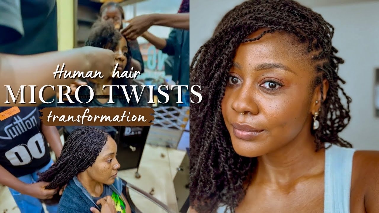 Human hair micro twists install ft. kinky extensions from hot braids