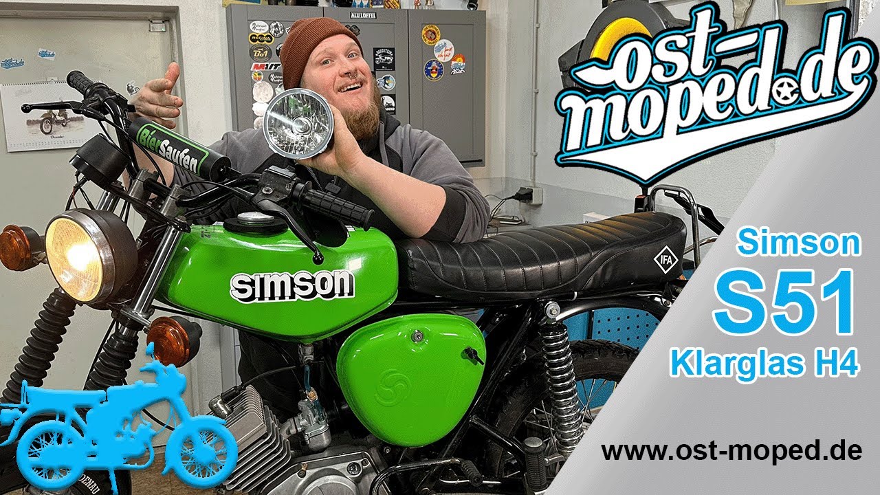 Simson S51 | Umbau auf H4 Klarglas Scheinwerfer | ost-moped.de