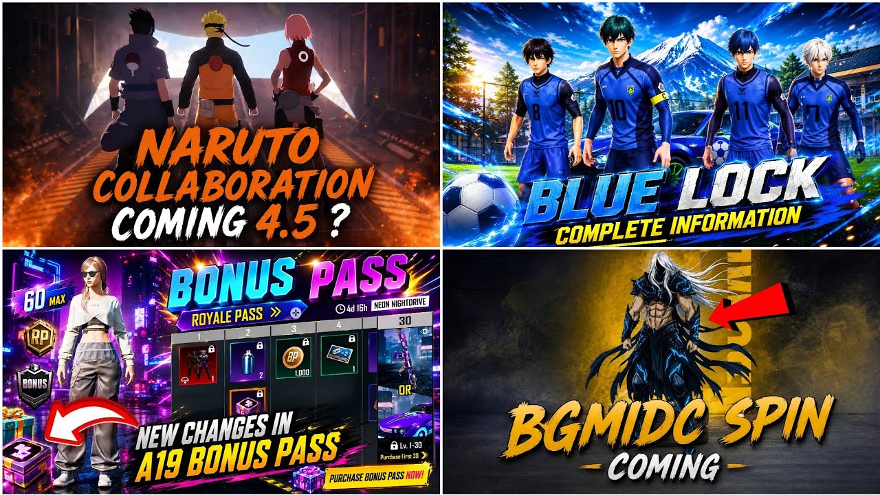 4.5 BGMI COLLABORATION NARUTO ? | BLUE LOCK PRIZE PATH REWARDS | A19 BONUS PASS CHANGES | BDC SPIN