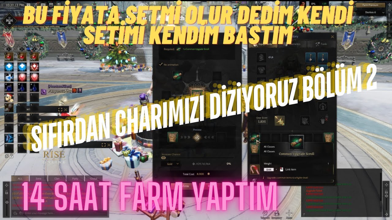 SIFIRDAN CHARIMIZI DİZİYORUZ B2 /14 SAAT FARM/ KENDİ SETİMİ KENDİM BASTIM YOK BÖYLE ŞANS Rise Online