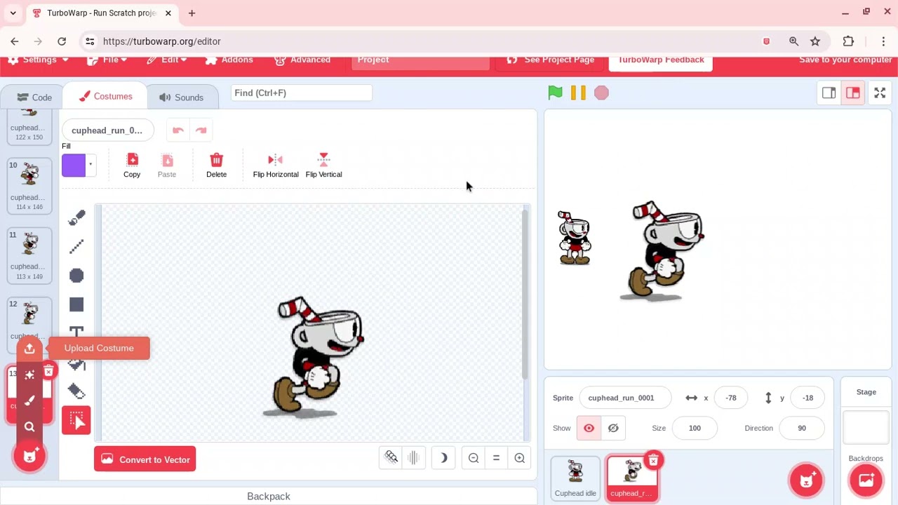 how to make a cuphead game in scratch