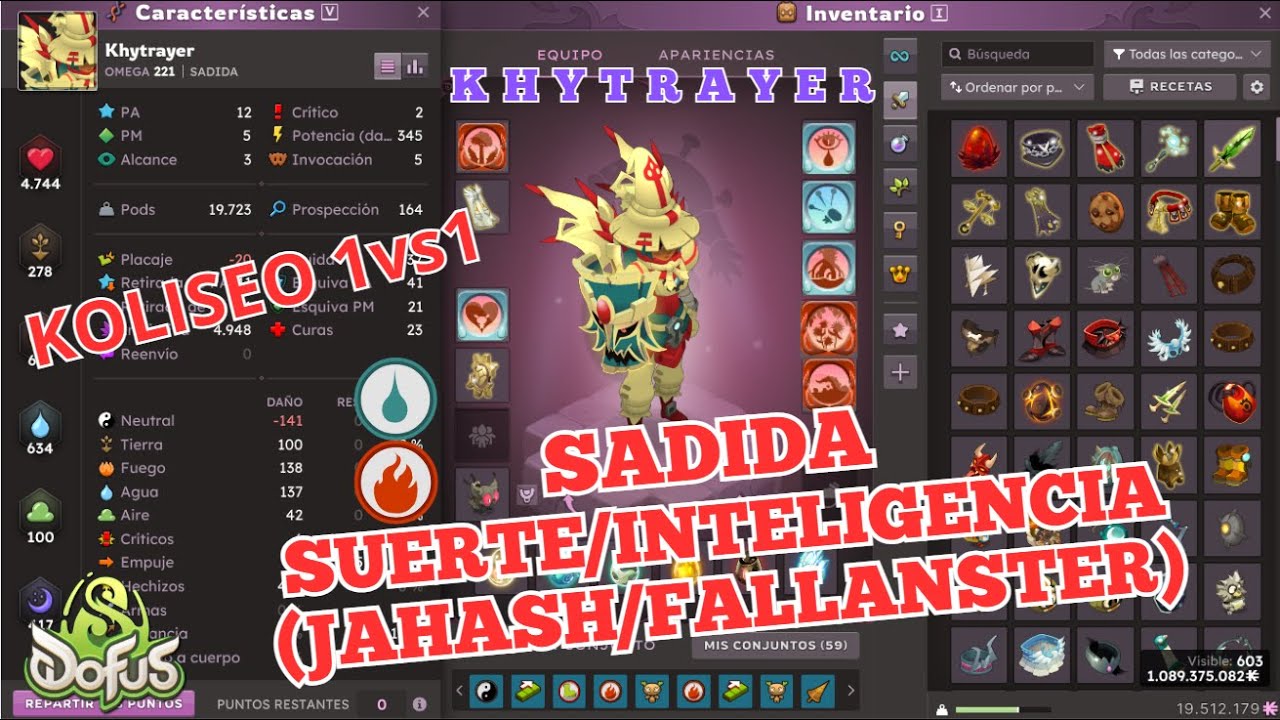 [DOFUS 3.3] SADIDA SUERTE/INTE (JAHASH/FALLANSTER) + REVIEW + KOLISEO1VS1