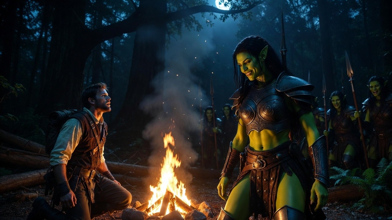 He Was Lighting His Campfire — When Wild Orc Huntresses Closed In: Finally, a Man