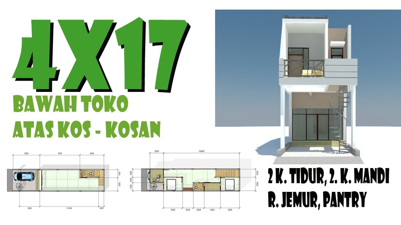 Rumah toko 4x17, 2 k. tidur, 2 k.mandi