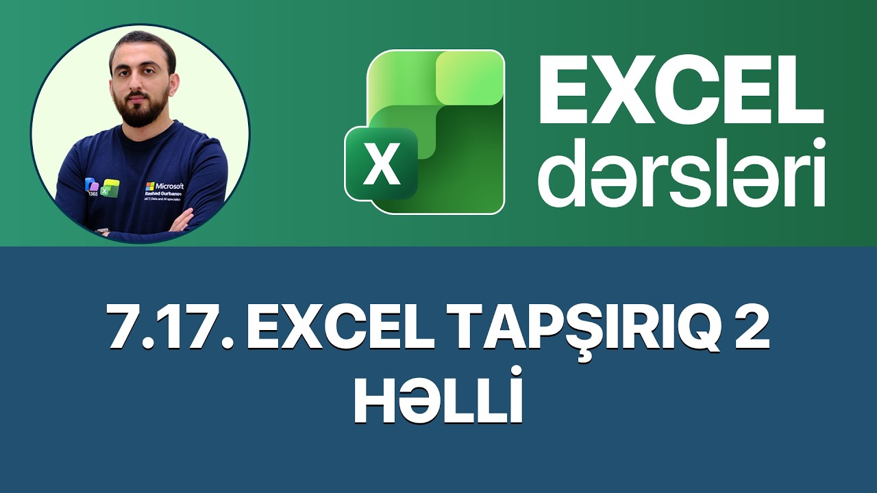 Excel Praktiki tapşırıqlar, Modul#7 - Cavab#2 | Excel practise, Excel pratiği, Практика в Excel