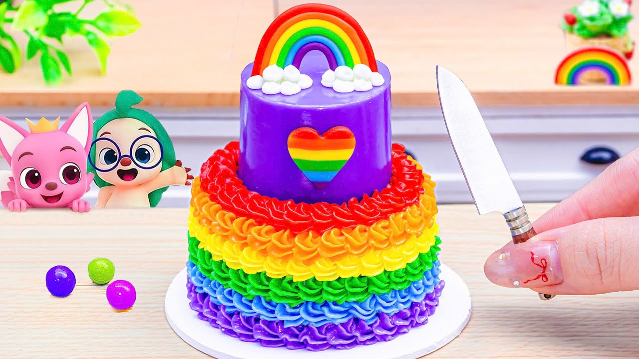 Miniature Rainbow Buttercream Cake Decorating🌈Mini Rainbow Cake Recipe Ideas By Amazing Cake