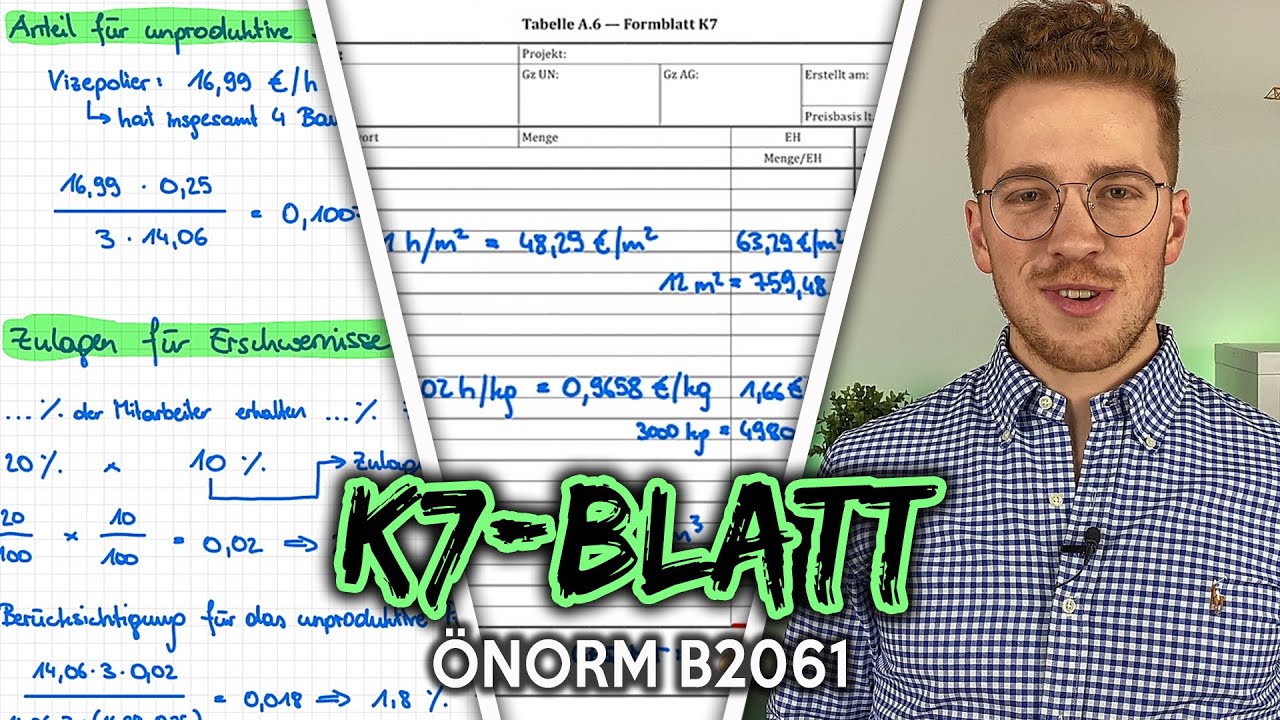 Bernhard Rennhofer - K7-Blatt nach ÖNORM B2061 | K-Blätter | Kalkulation in der Bauwirtschaft