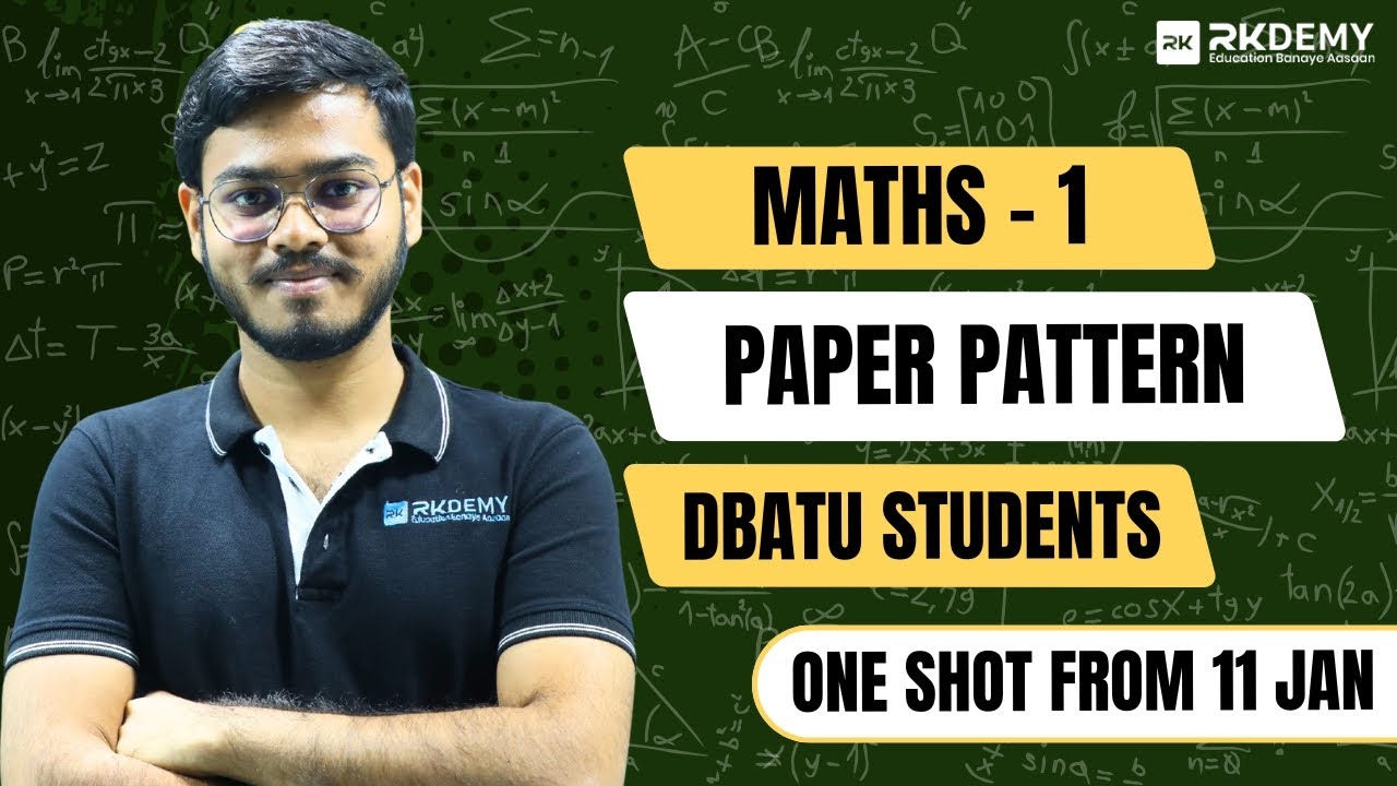 DBATU Maths-1 Paper Pattern 2025 | One Shot Lectures Starting from 11th Jan 🔥 | PRANAV SIR