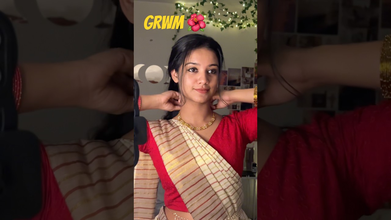 Oru Onam GRWM 🌺 #onam #malayalam #grwm #traditional #saree #outfit #simple #canada