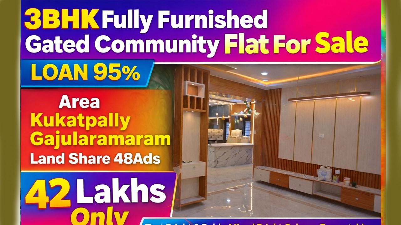 42 Lakhs Only 😱 | 3BHK Fully Furnished Gated Coummunity Flat For Sale | East Facing | 100% Loan