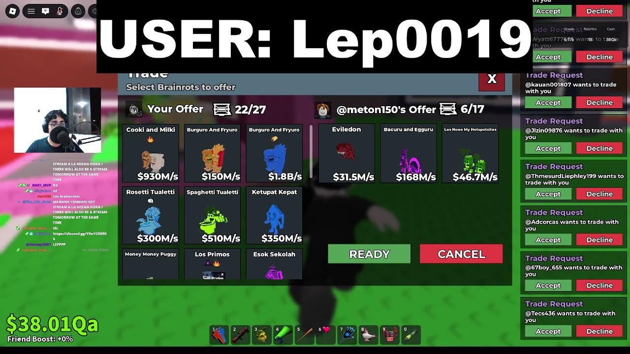 LIVE 🔥 Steal a Brainrots TRADING | LUCKY OP Trades en la Máquina 😱🍀