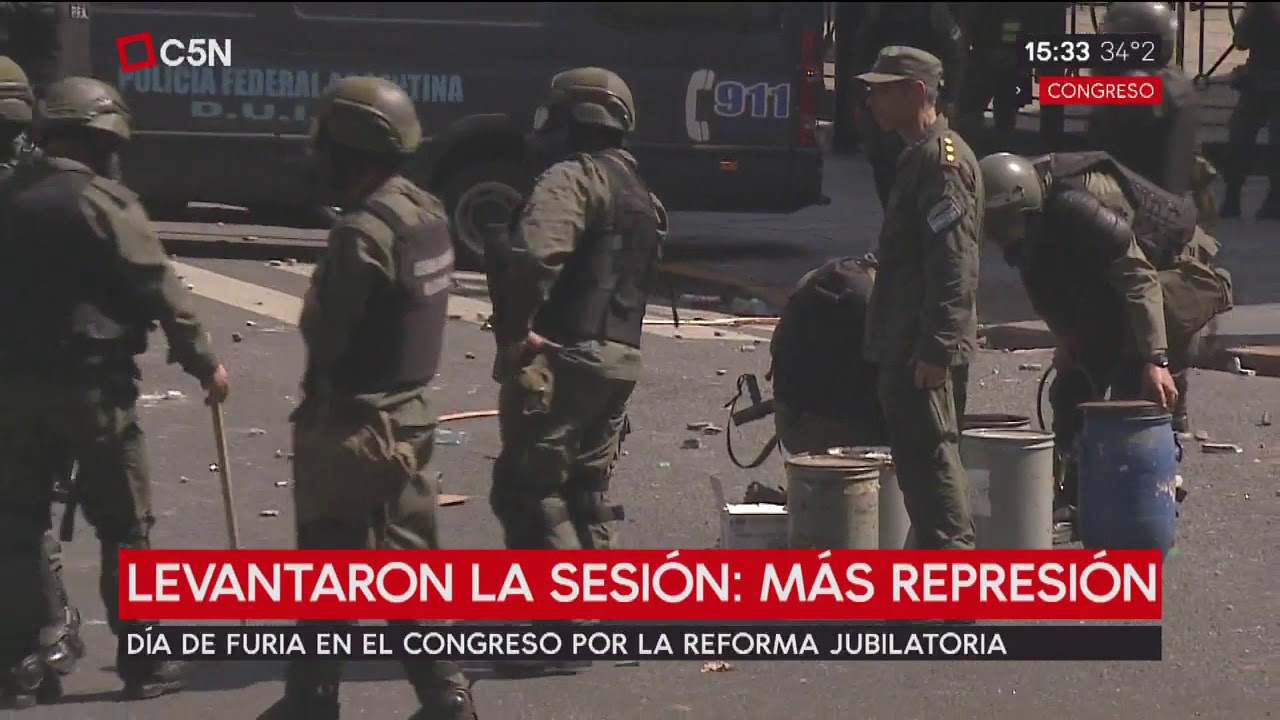Reforma Previsional:represión tras suspesión de la sesión en Congreso