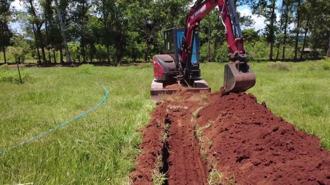 Yanmar vio55 abrindo valeta para irrigação 💦