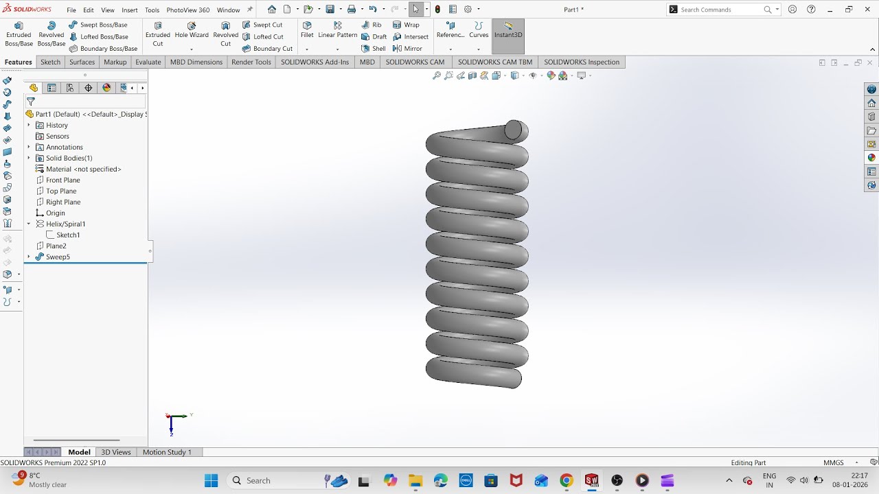 How To Design Coil Spring In Solidwork | Part Tutorials
