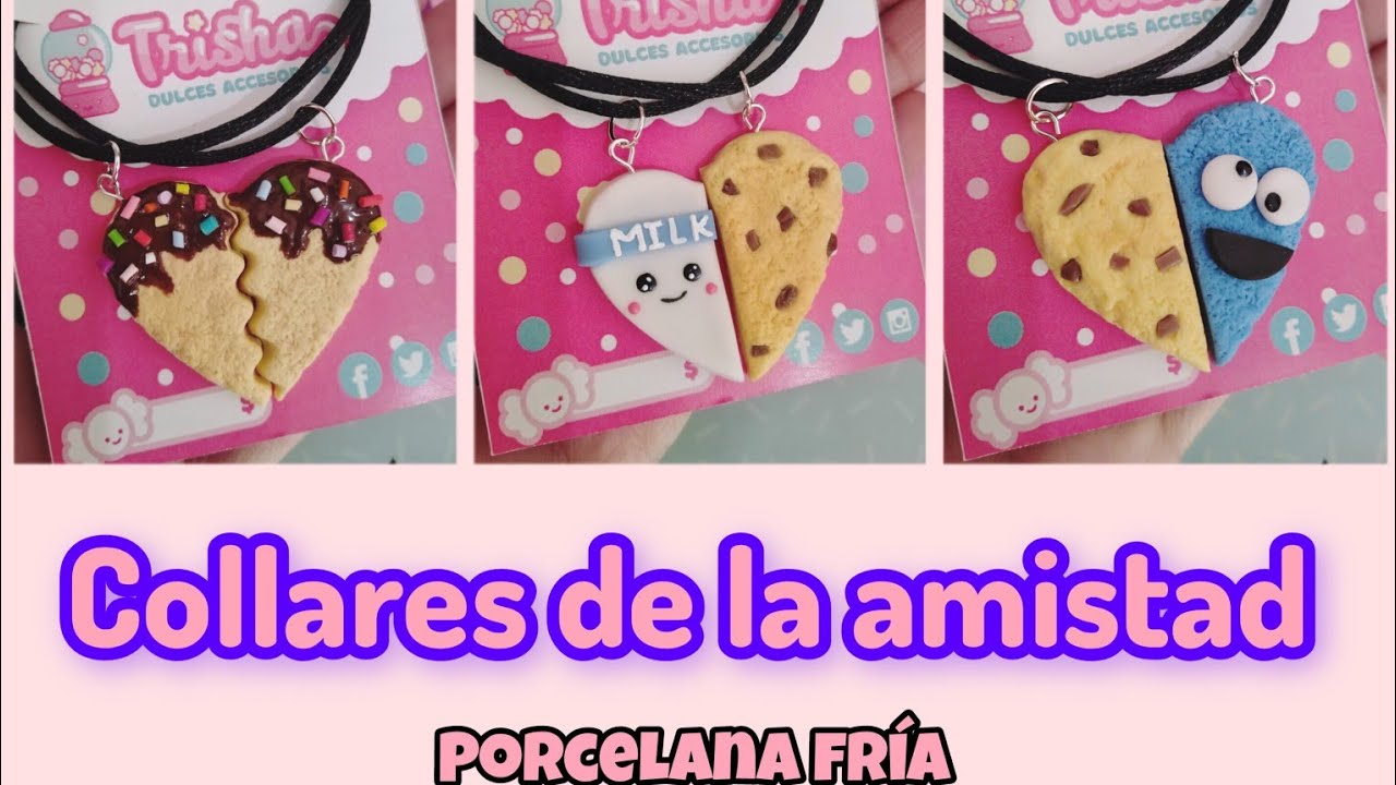 Collares de la amistad /porcelana fría /haz collares para compartir 🍪🥛