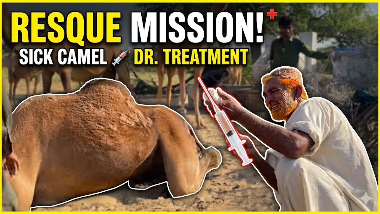 giving an injection to the sick camel || illness camel || camels injected