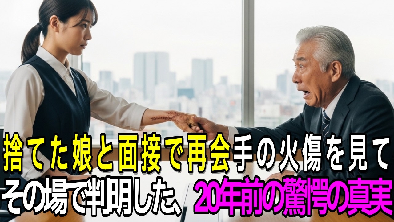 【朗読】20年前に娘を捨てた父。老舗企業の最終面接で会長として再会し、娘の「手の火傷」を見た瞬間隠された真実が判明…【感動する話】【再会】【スカッとする話】