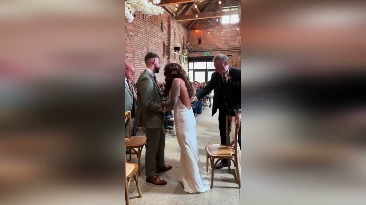 Heartwarming video shows wheelchair-bound bride incredibly walking down aisle to meet her groom