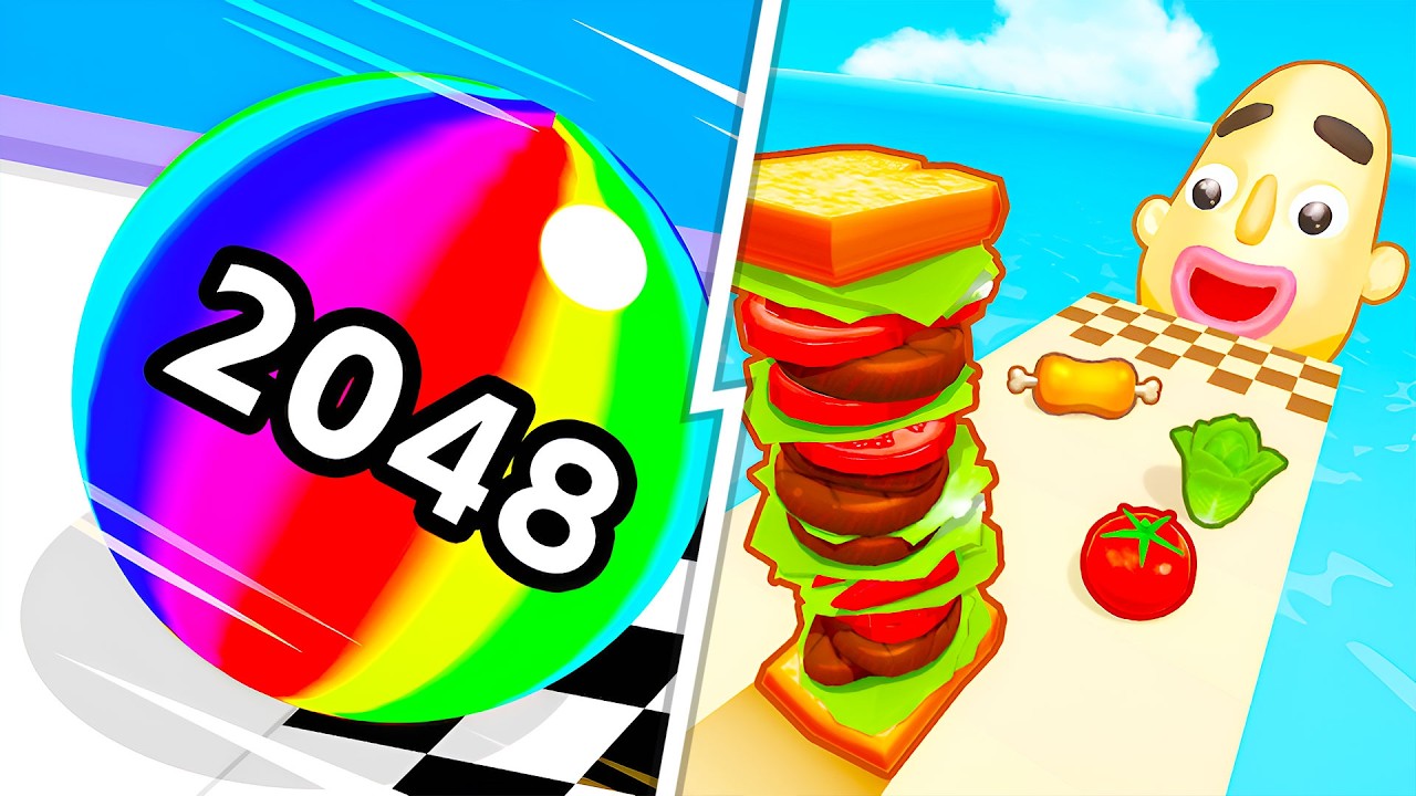 Ball Run 2048 VS Sandwich Runner -  Full Levels Speedrun Gameplay (Android & iOS) Ep 927