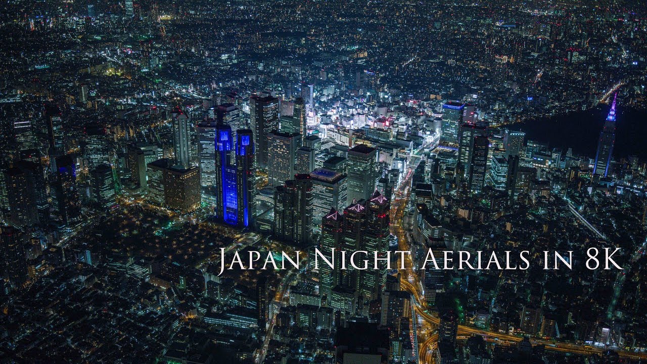 Japan Night Aerials in 8K