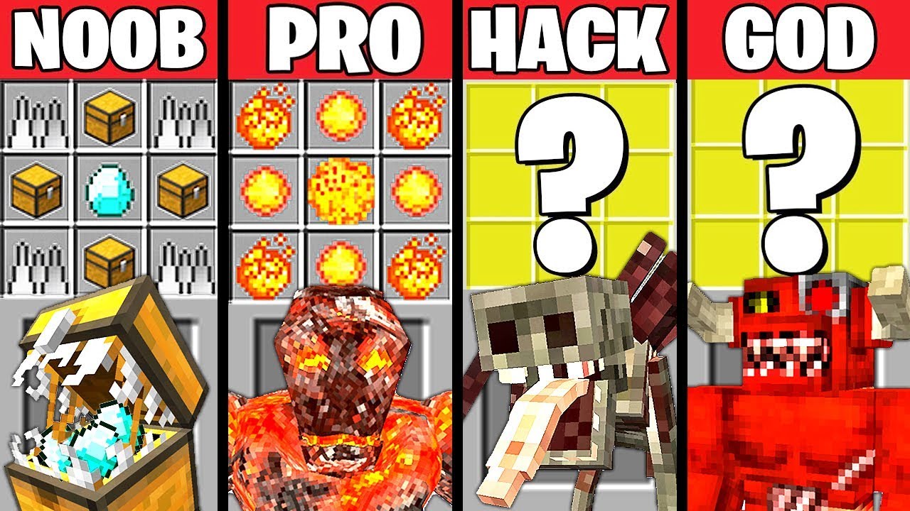 Майнкрафт Битва: СУПЕР МОНСТР КРАФТИНГ ЧЕЛЛЕНДЖ - НУБ vs ПРО vs ХАКЕР vs БОГ ~ Minecraft Анимация