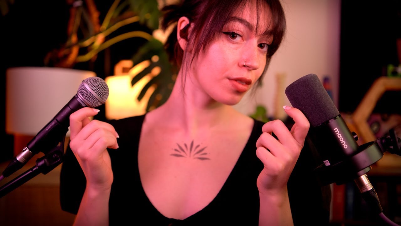 ASMR - Comparing Two $100 Mics! (kisses, tapping, whispering, & mic brushing)
