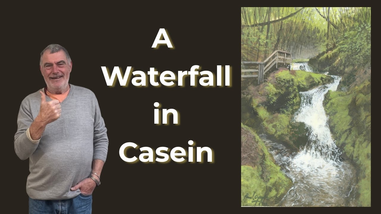 A Waterfall in Casein - My June Challenge at my Wildlife and Landscape School.