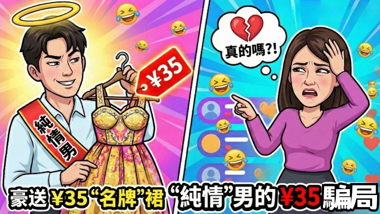 笑到噴飯！「純情男」拿¥35地攤貨裝名牌﹐51歲巨嬰的騙婚套路