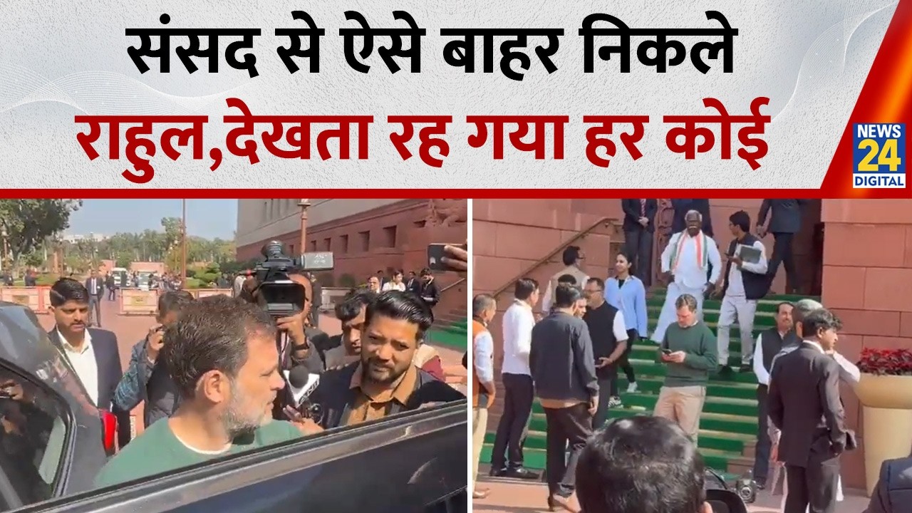 Parliament Budget Session: Suspend सांसदों से मिलकर संसद से बाहर निकले Rahul Gandhi