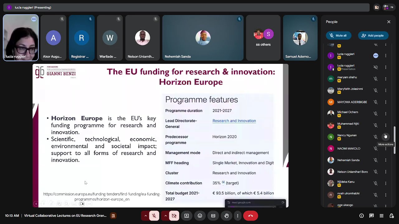 Virtual Collaborative Lectures on EU Research Grantsmanship