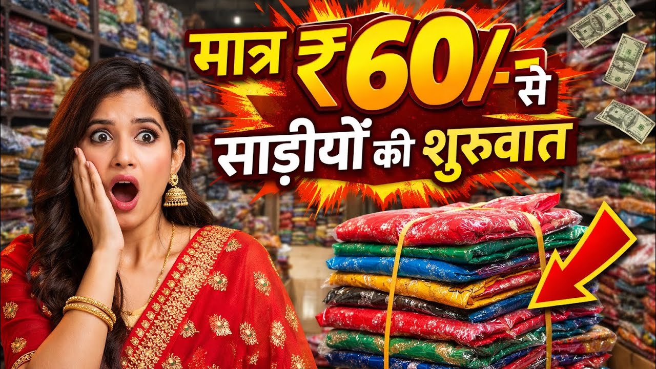 सिर्फ ₹60 में साड़ी! | सस्ता और शानदार Collection,Surat Saree wholsale market #saree 