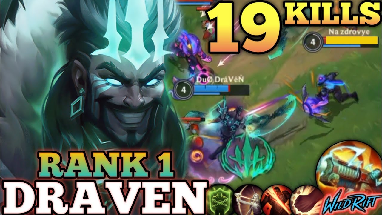 DRAVEN CRAZY 19 KILLS MVP PLAY! DEADLY ONE SHOT DMG - TOP 1 GLOBAL DRAVEN BY Du&Oslash; Dr&acirc;V&ecirc;Ň - WILD RIFT