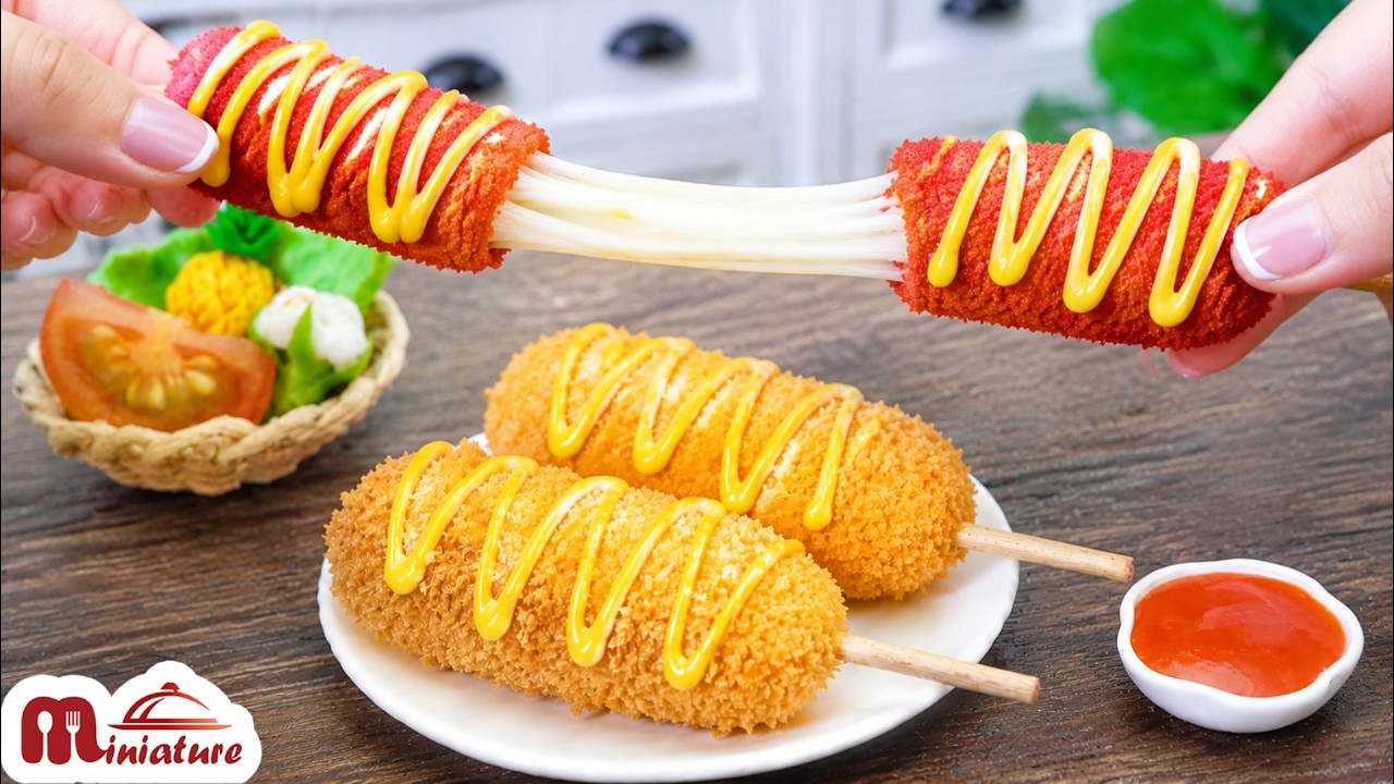 Best Korean Street Food 🌭🍜 How To Make Corn Dog With Buldak Noodles Recipe | ASMR Cooking Mini Food