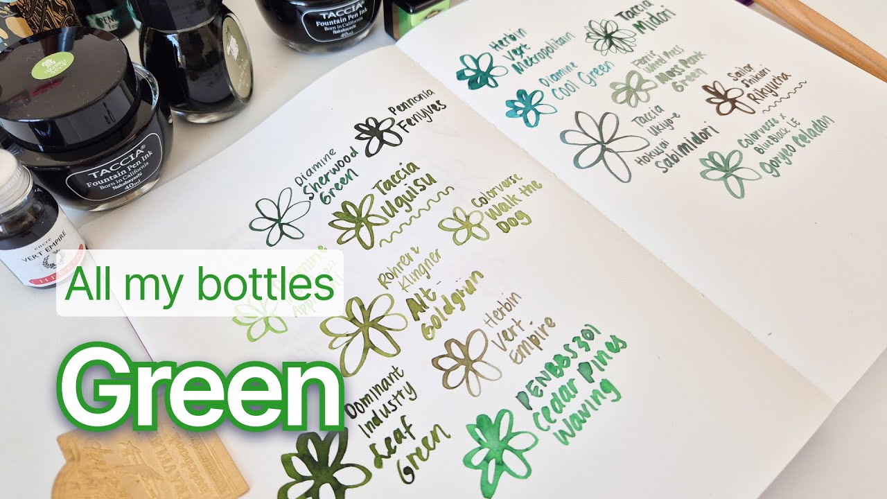 💚 Green 💚 | Swatching my ink bottles!