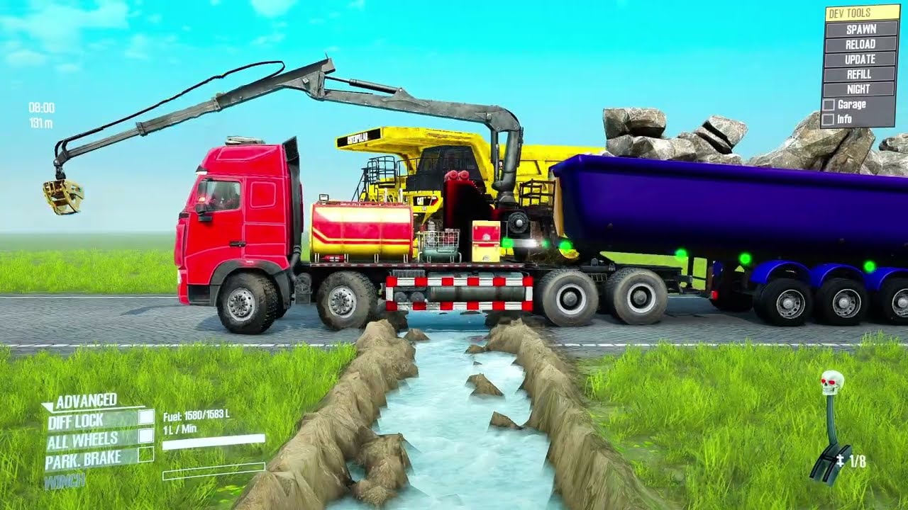 Spintires: Mudrunner | Small Truck Massive Dump Trailer Mud Wrestling Match Day147
