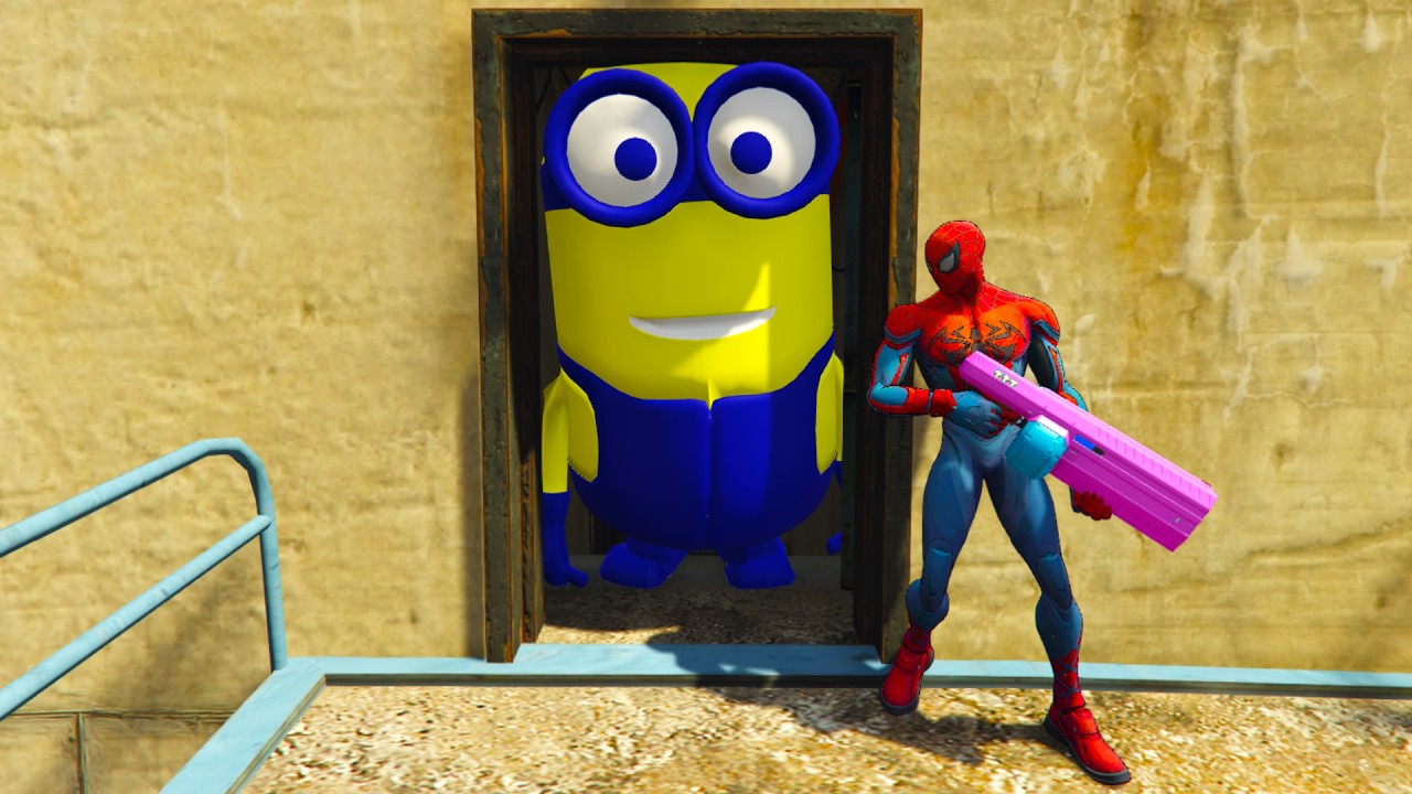 Spiderman vs Blue Minion Funny Ragdoll GTA 5 Episode 54