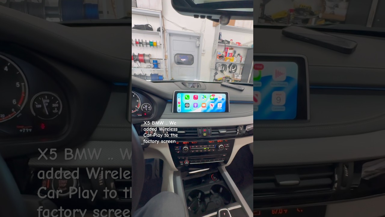 2014 BMW X5 . We added Wireless Car Play & Android Auto to the factory screen . #wirelesscarplay