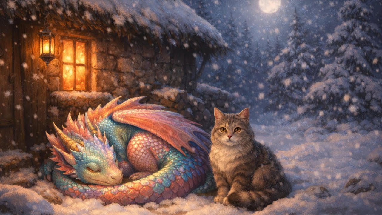 A Cat, a Dragon, and a Warm Cottage 💤 Fall Asleep to a Cozy Winter Story