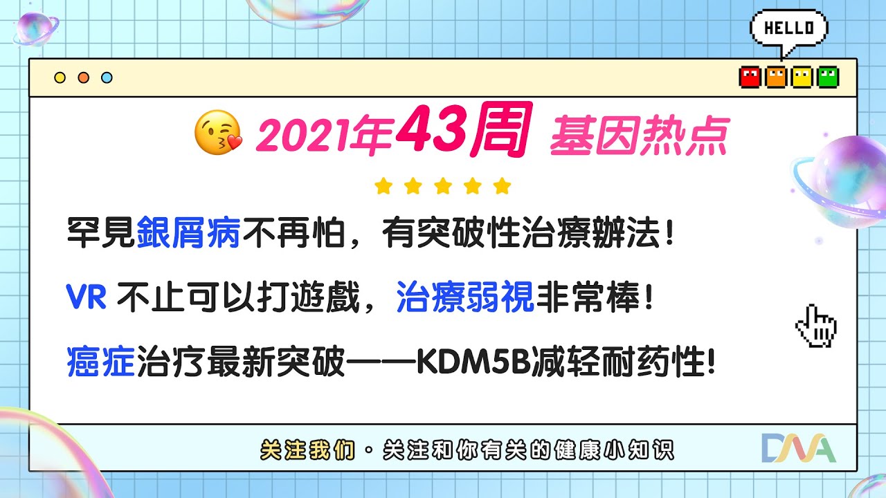 21年43周基因熱點：銀屑病、VR治療弱視、新靶向KDM5B創新突破