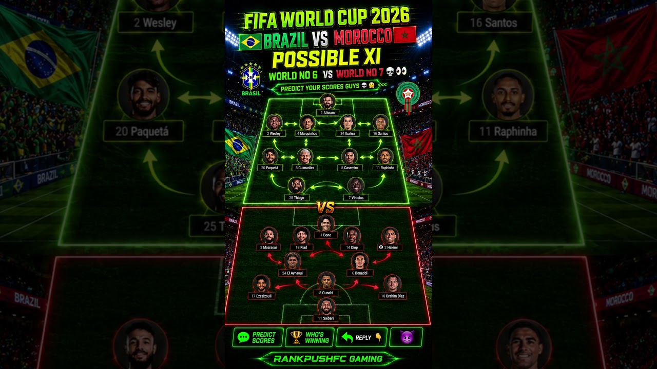 Brazil vs Morocco Prediction FIFA World Cup 2026#worldcup#brazil #morocco#fifa#fifaworldcup#mexico