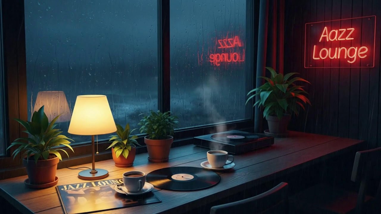 Rainy Thunder Night Jazz Deep Cafe ｜ Perfect Focus 🌙☕⚡🌧️🎷✨📚