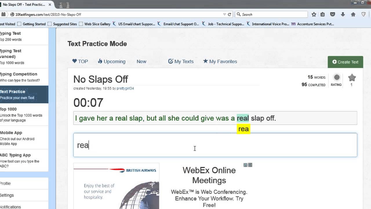 10FastFingers Text Practice  (No Slaps Off) - 90 WPM with 100% Accuracy
