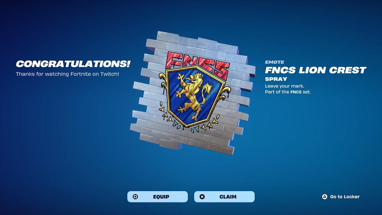 HOW TO GET FNCS TWITCH DROPS REWARDS IN FORTNITE! (FNCS Lion Crest Spray, FNCS Knuckles Emoticon)