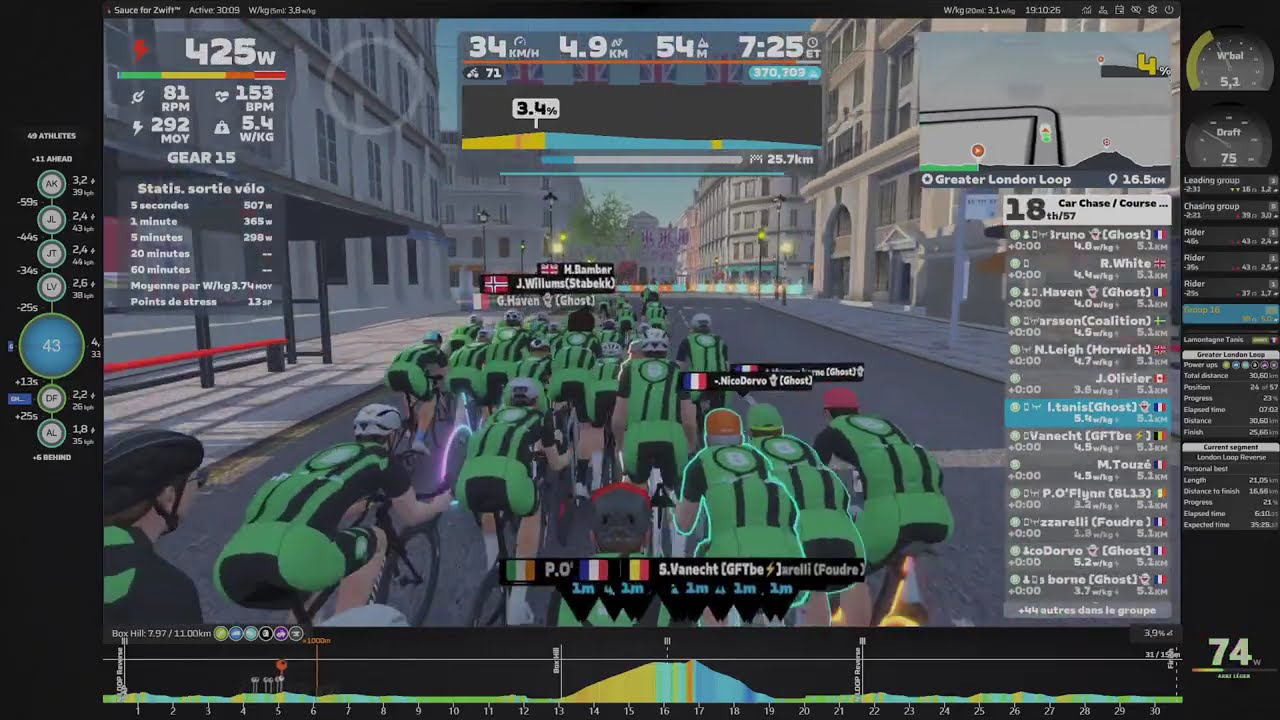 ZWIFT/Car Chase / Course Poursuite Ghost Team/30.6km/2026 02 05