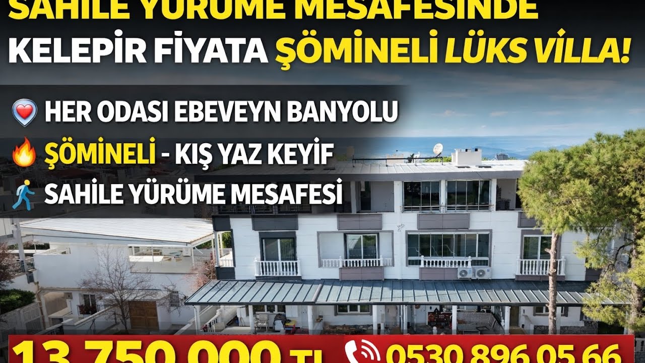 🌊🏡 DENİZE SIFIR ŞÖMİNELİ TRİPLEKS VİLLA 🌊🏡