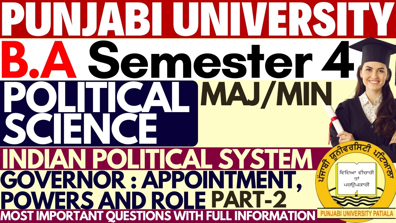 Governor Appointment Powers and Role | BA Sem 4 Political Science | Political Science BA Semester 4
