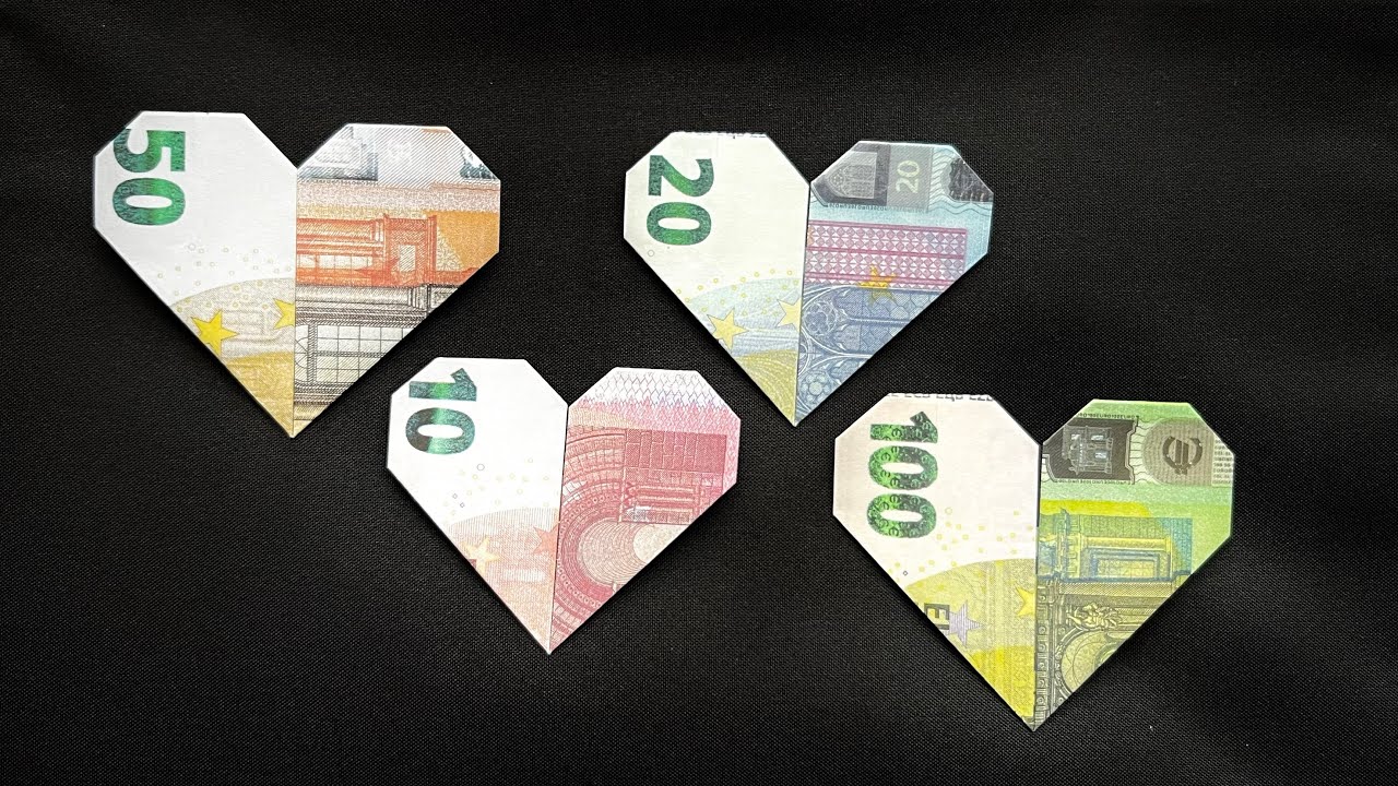 Geldscheine falten für Geldgeschenke ❤️ Herz ❤️ einfach Geld falten zum Valentinstag & Hochzeit