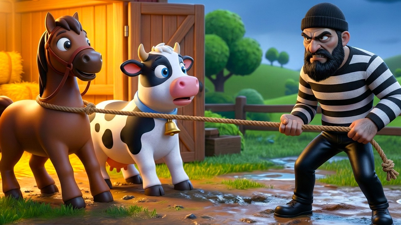 Thief in Old MacDonald Farm! 😱 Every Animal is Gone! 🐎🐄 Police Officers Save the Day 👮‍♂️