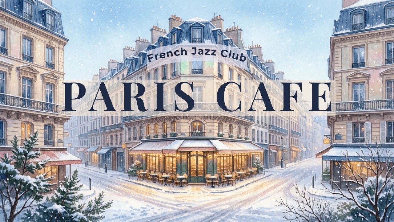 Peaceful Paris Street Café in Snowfall – Soft Jazz Ambience for Study, Sleep & Relax